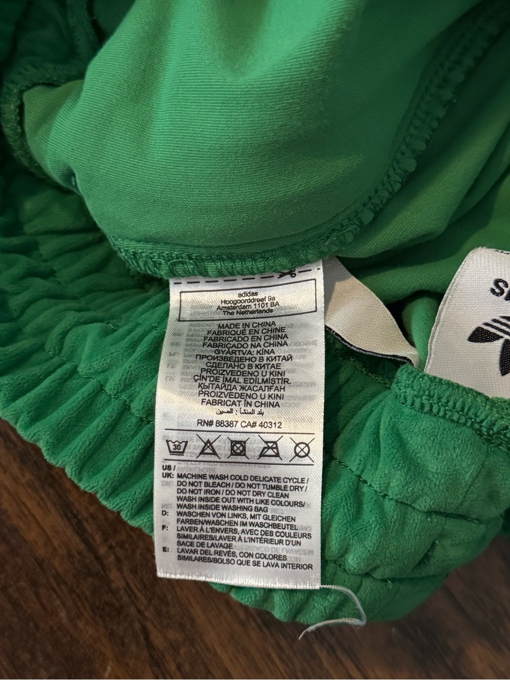 adidas Green Wide-Leg Track Pants with Pink Drawstring Small - Picture 8 of 9